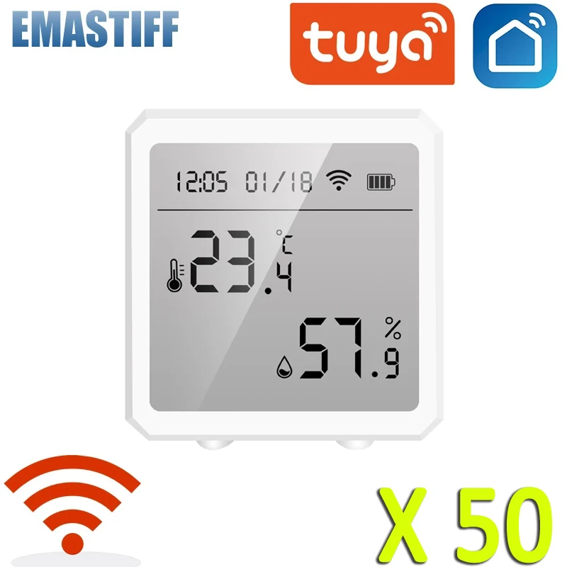 50pcs Tuya Wifi Temperature Humidity Sensor Indoor Hygrometer