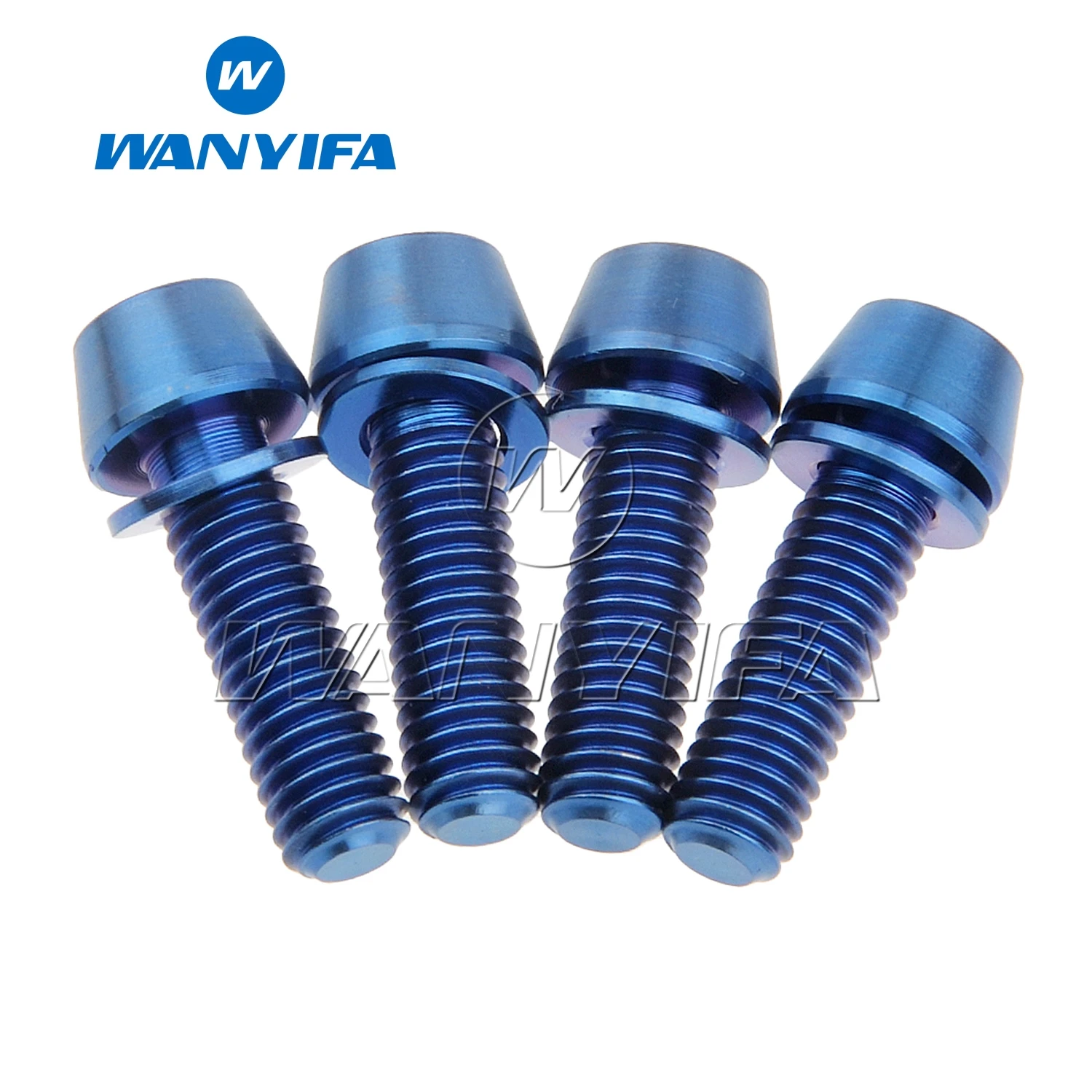 Titanium Bolt 4pcs Wanyifa M5/M6x16-25mm Tapered Head with Washer Allen Key Screw for Bike Disc Break Calipe