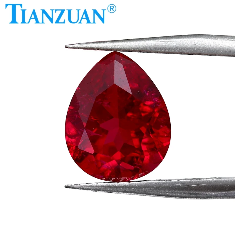Artificial ruby dark  red  color oval shape natural cut  stone with inclusions vs si clarity loose stone
