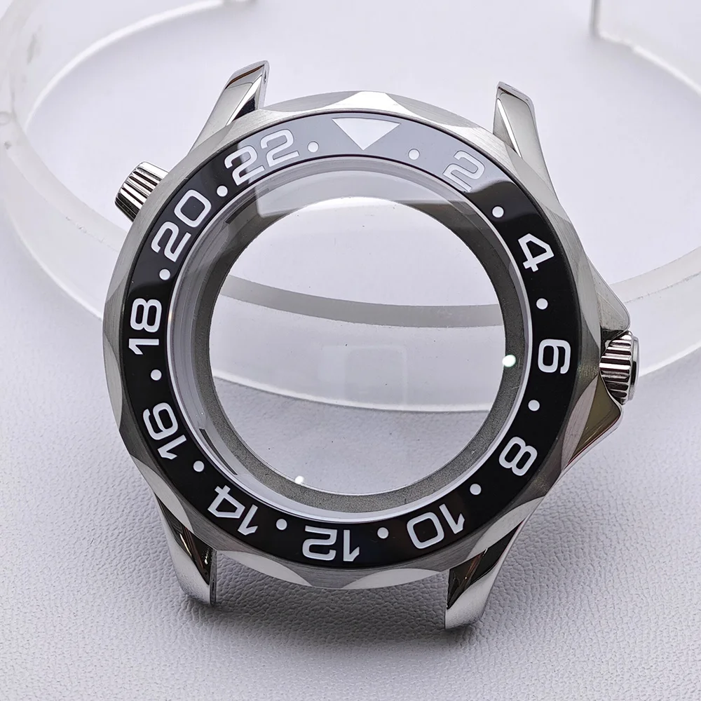 High-Quality Silver Diving Watch Case for Men with Automatic Movement