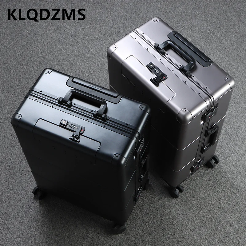 KLQDZMS-고품질 알루미늄 마그네슘 합금 비즈니스 트롤리 여행 가방 탑승 암호 케이스, 202428 인치, 수하물