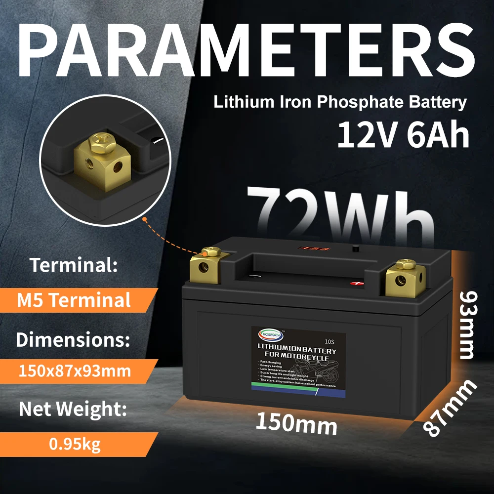 YTZ10S 12V 6Ah 420CCA LiFePO4 Motorcycle Battery High Performance Maintenance Free Sealed Battery Compatible With Yamaha Honda motorcycle battery lithium phosphate battery