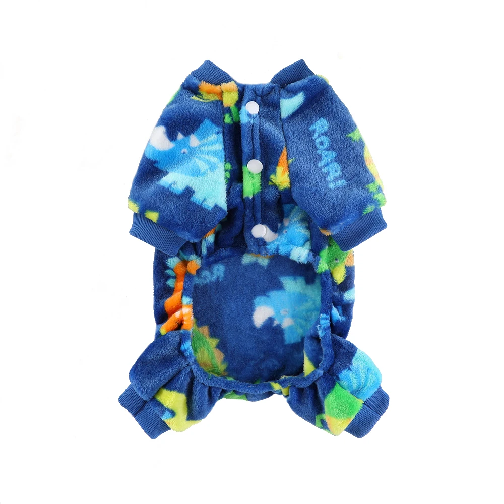 Pet Clothes Dog Pajamas Flannel Cartoon Animals Print Winter For Small Medium Large Dogs