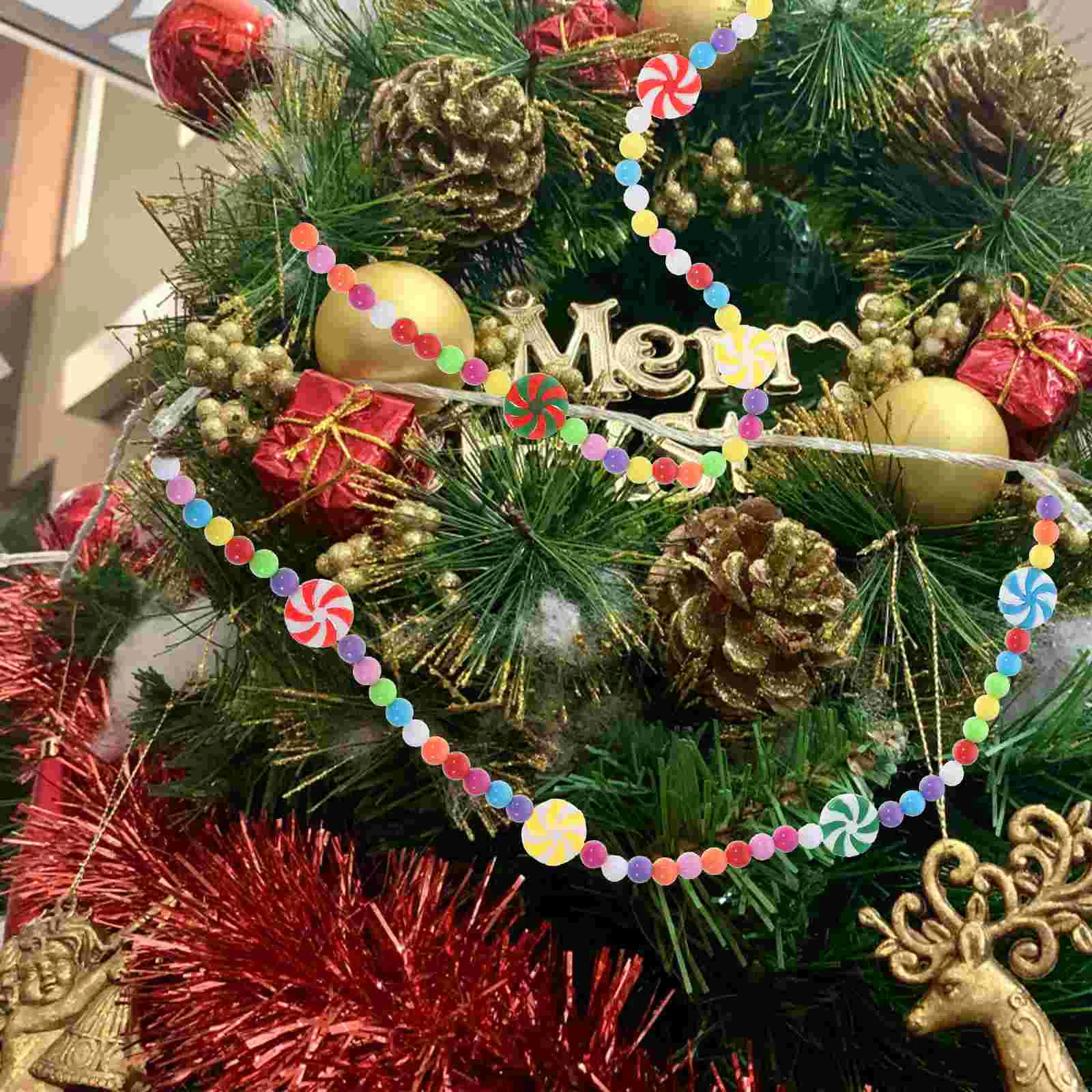 

Candy Beaded Garland Christmas Pendant Christmas Candy Bead Garland Ornament for Christmas Tree Fireplace Wreath Decoration