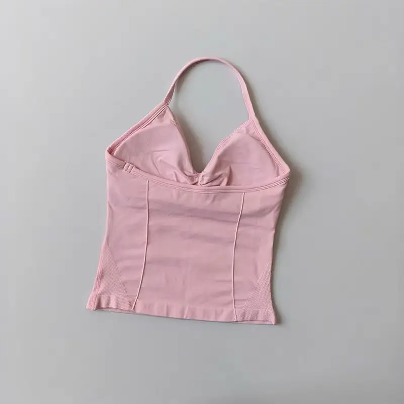 Sexy Halter Neck Beautiful Back High Waist Peach Sports Bras Shorts Suit Pilates Gathering Yoga Vest Training Fitness Bra Sets - Image 17
