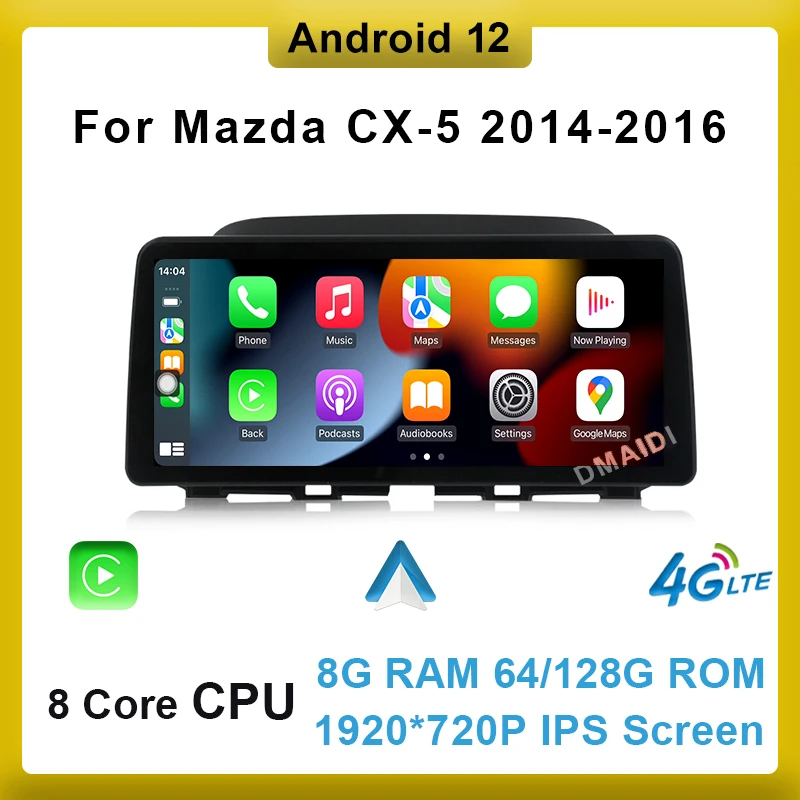 

Android 12 Car Multimedia Player 12.5inch GPS Navigation for Mazda CX-5 2014-2016 Stereo CarPlay WiFi 4G BT Touch Screen