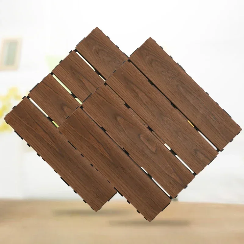 24PCS Interlocking Deck Tiles - Solid Wood Flooring with Snap on Design, Easy To Install, Suitable for Indoor and Outdoor Use