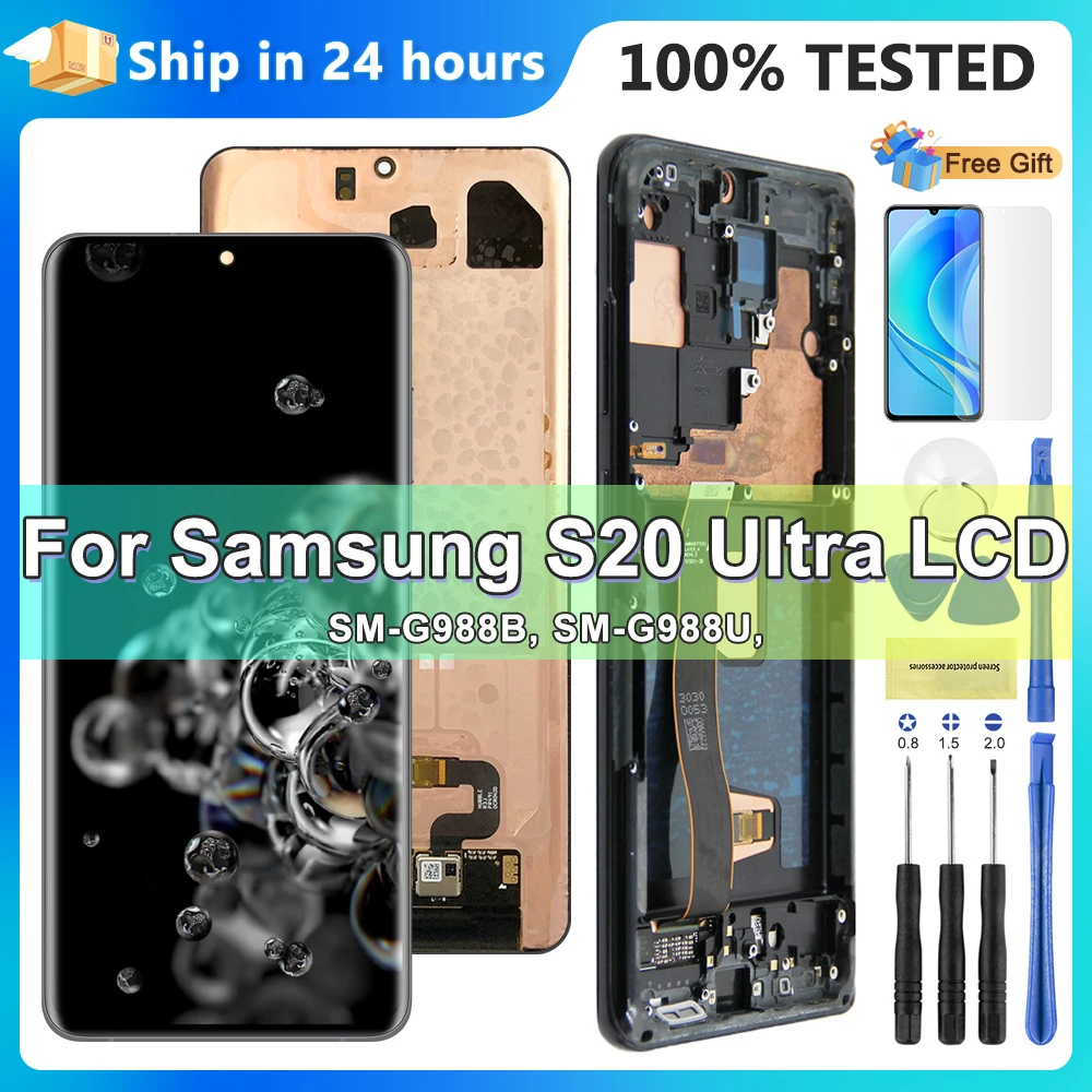 Display Ultra Super Amoled S20, Per Samsung Galaxy S20 Ultra 5G G988 G988U Display Lcd Touch Screen Digitizer Con Cornice