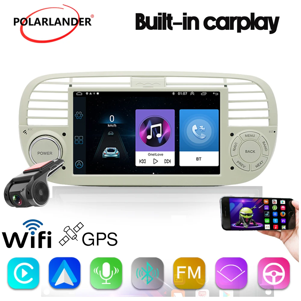 Autoradio 2 Din 7 ''1 + 32G Wifi Bluetooth Gps Mirror Link Lettore Multimediale Android Carplay/Android Anto 4 Core
