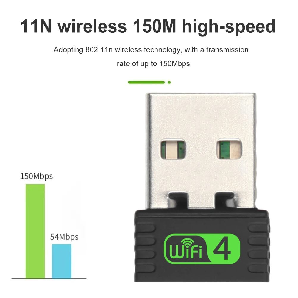 KEBIDUMEI 150Mbps USB WiFi 어댑터 2.4GHz 인터넷 카드 무선 네트워크 카드 어댑터 데스크탑 노트북 PC Windows 용 WiFi 동글