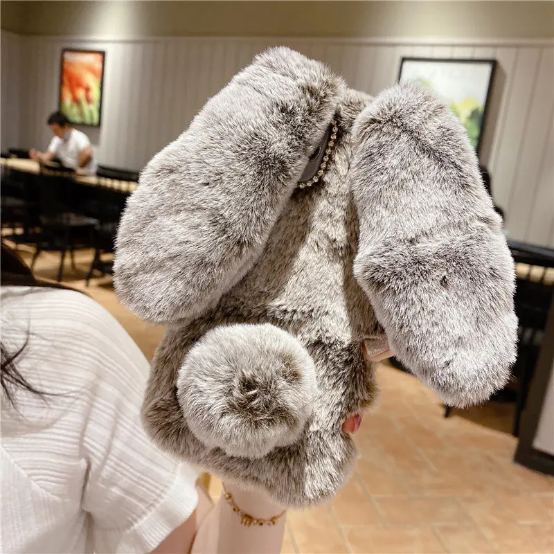 Soft Plush Furry Rabbit Bunny Warm Fur Phone Case Cover