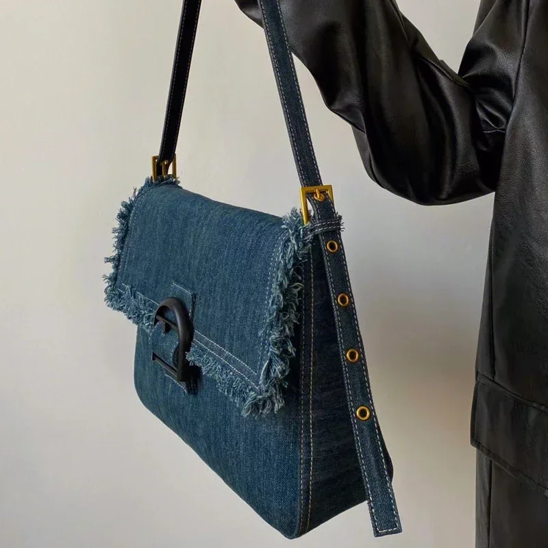 Trend Shoulder Bag High Street Handbags for Women Fashion Casual Denim Vintage Messenger Bag Ladies Handbag Bolso Mujer