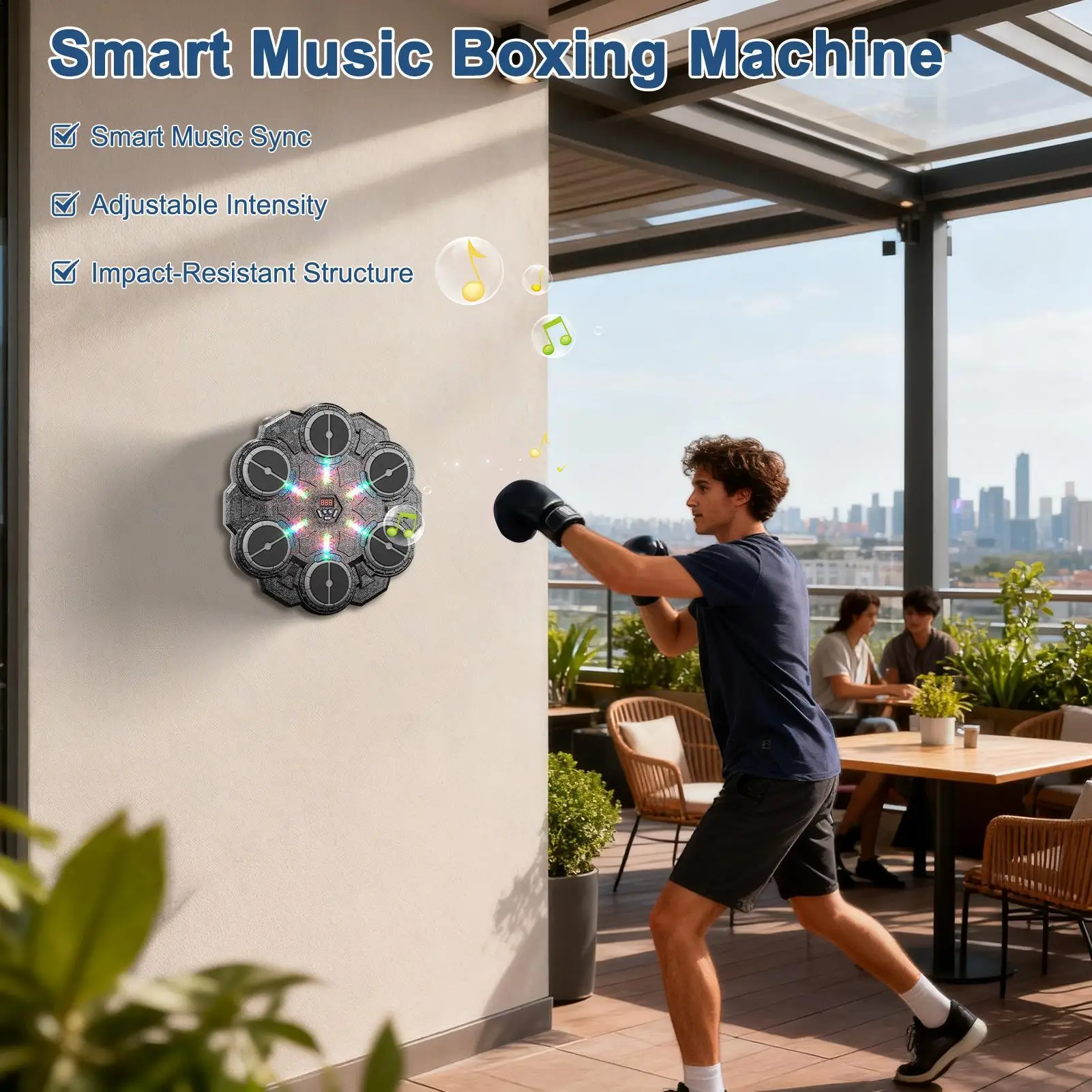 Musical Boxing Machine 9-Speed Wall Target Punching Workout Gym Boxing Equipment With Light For Adults Boys Gym Workout Exercise