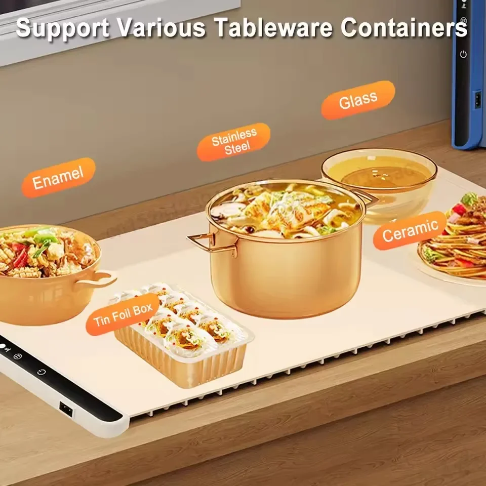 Electric Warming Tray with 3 Tem Setting Foldable Food Warmer Mat Fast Full Surface Heating Portable Electric Food Warming Tray 5