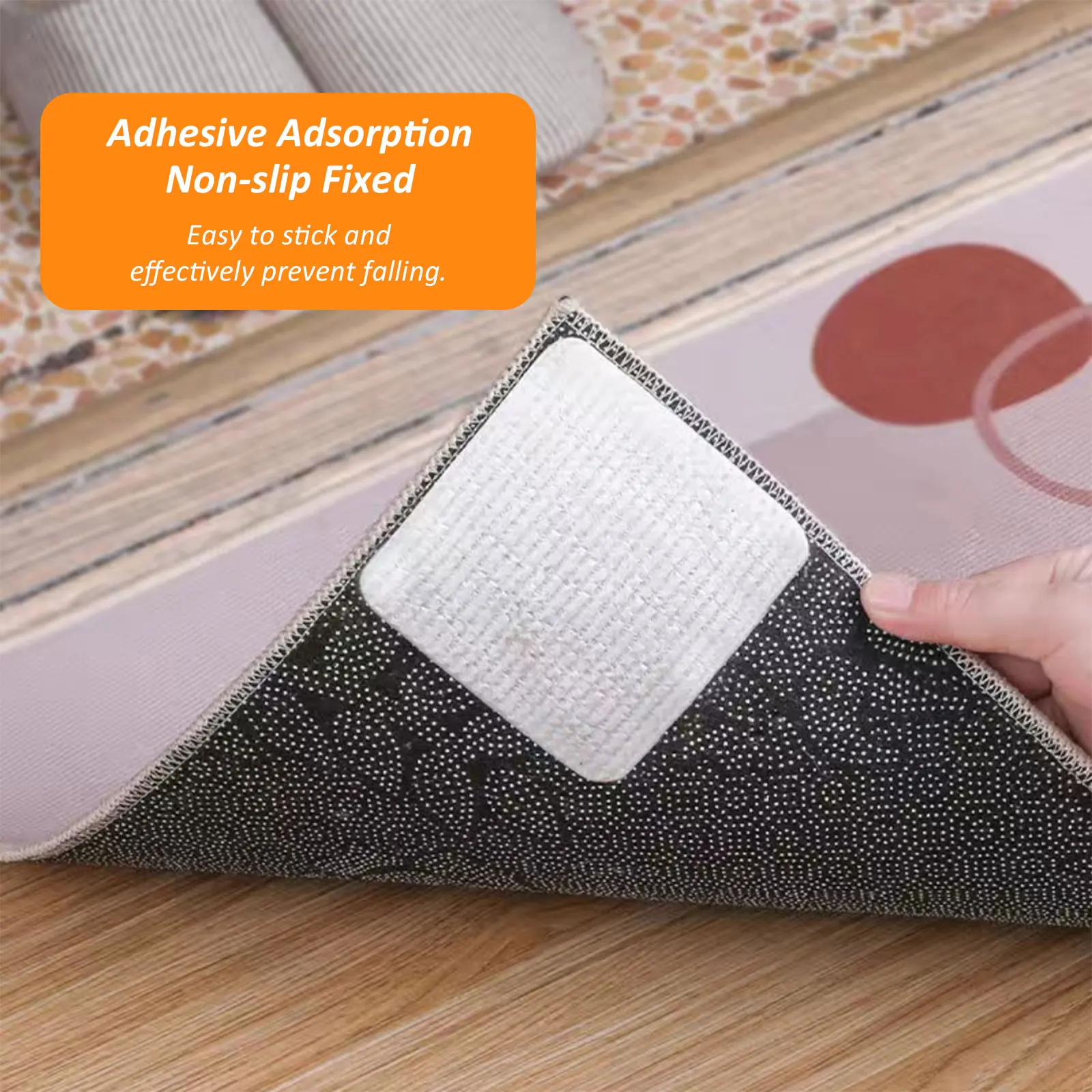 8PCS 카펫 미끄럼 방지 그리퍼 러그 재사용 가능 및 세척 가능 안티 컬 러그 테이프 카펫 코너 패드 접착제 경재 바닥 방지
