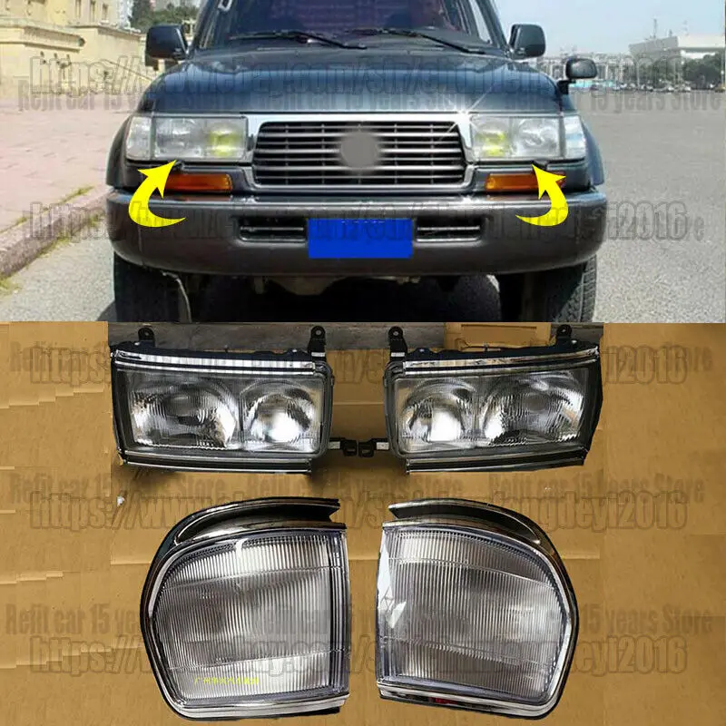 

For Toyota Land Cruiser LC80 1989-1997 2pcs Headlights + Corner Headlamp LH + RH car accessories