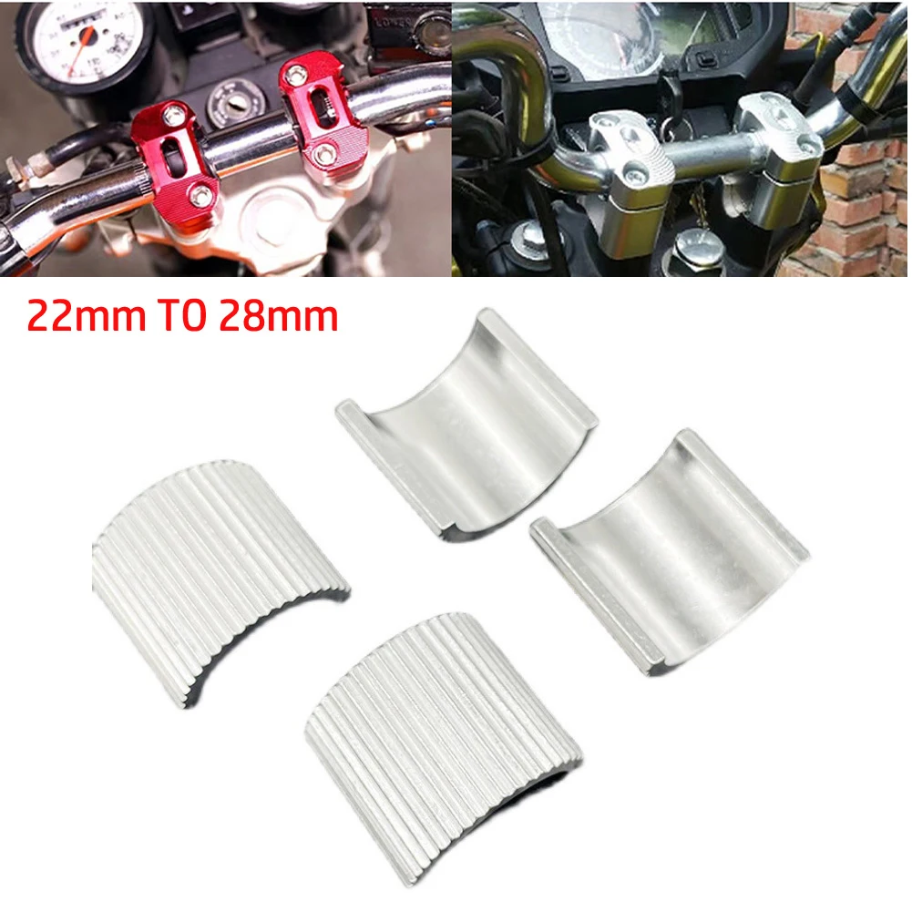 

4pcs/set Conversion Shims Spacers Conversion Shim Mount Riser Clamp Silver Handlebar Motorcycle Accessories 22mm To 28mm