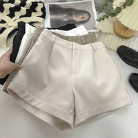 MEXZT Elegant Suit Shorts Women Korean Fashion Black Wide Leg Shorts Summer Office Ladies White High Waist All Match Short Pants