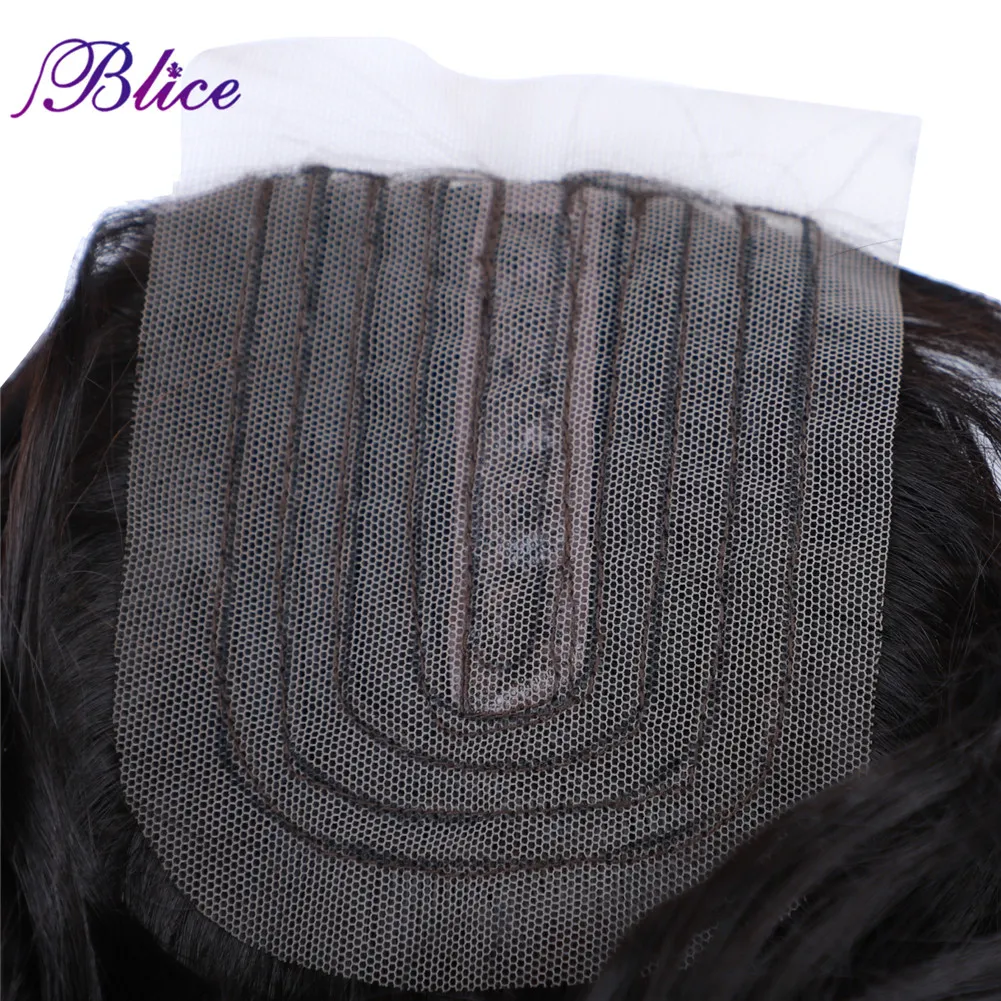Blice Synthetic Hair Bundles With Closure Mixed Hair Extensions Curly Wave Style Natural Line Closure