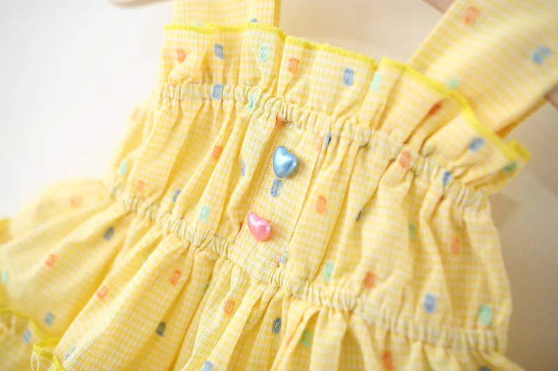 Description Picture 5 of item2Pcs/set Fashion Summer Colorful Love Baby Girl Dress Sweet Newborn Children Clothes Infant Kids Outfit Send Hat Toddler Costume