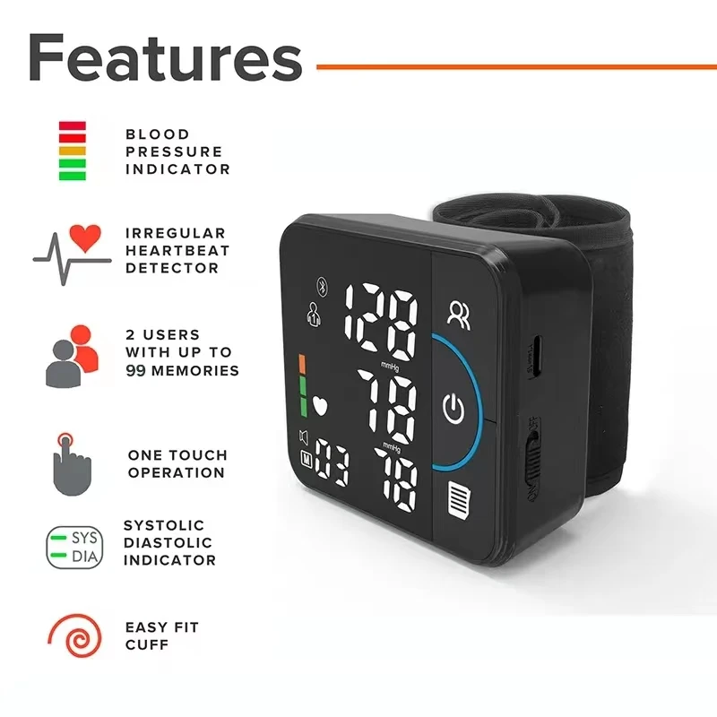 Bluetooth voice blood pressure monitor, USB heart rate pulse blood pressure monitor, LED fully automatic monitor