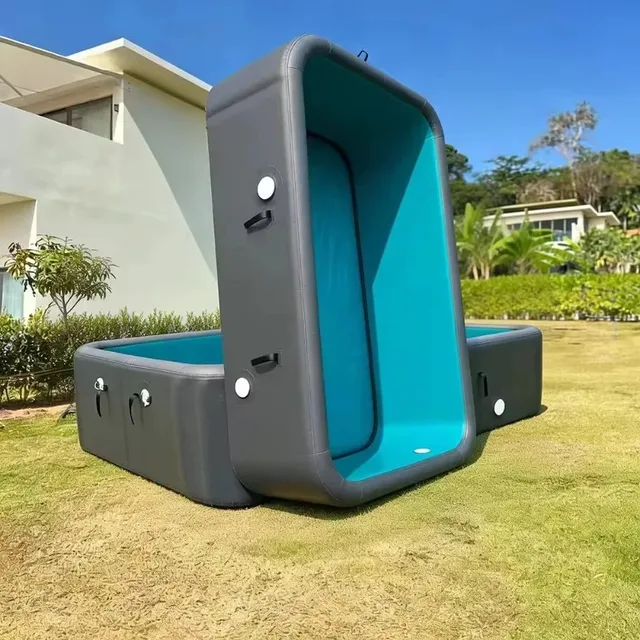 Piscine gonflable carrée de 2m x 2m pour usage domestique, idéale pour les jeux aquatiques en plein air, les activités aquatiques et la natation 1