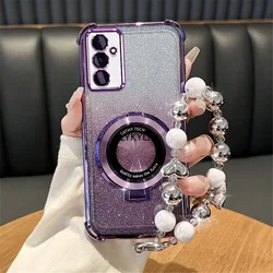 Glitter Schokbestendige Telefoonhoes met Standaardhouder en Luxe Armband Zachte Cover