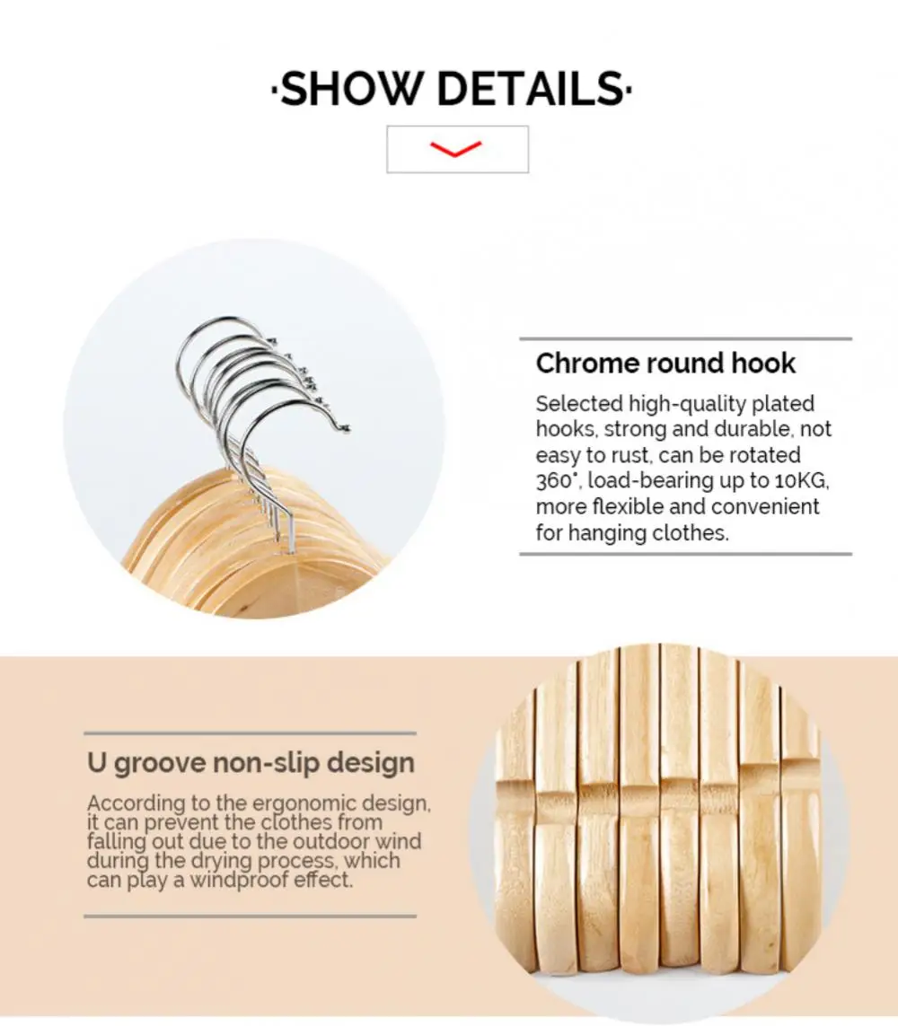 Solid Wood Hangers For Clothes Non-Slip Hanger Clothing Store Hotel Clothes Support Home Wardrobes Organizer Pack Of 3