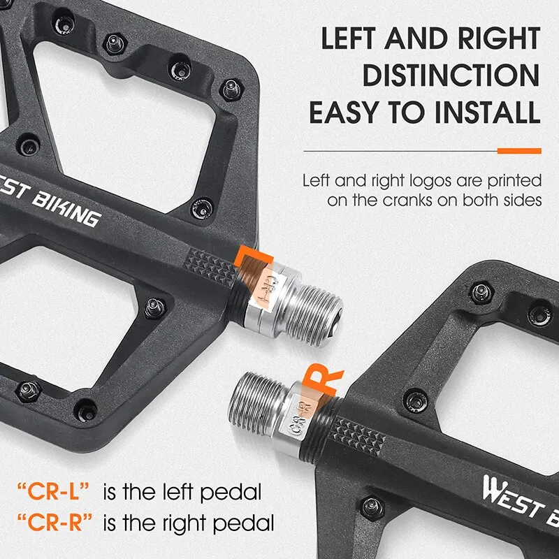 WEST BIKING Nylon Bicycle Pedals Ultralight BMX Moutain Road Bike Pedals DU Bearings Big Foot Flat Non-Slip Cycling Accessories