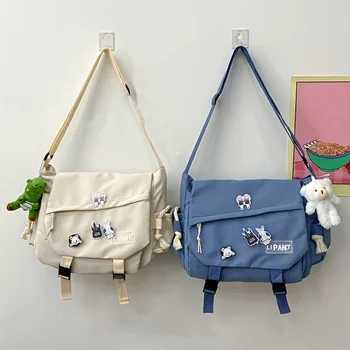 حقيبة كتف من النايلون للعودة إلى المدرسة، حقائب كروس ذات سعة كبيرة للفتيات المراهقات والرجال حقيبة هاراجوكو ماسنجر حقائب مدرسية للطلاب