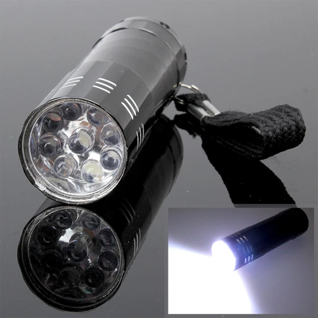 Portable Mini 9 LED Flashlight High Quality 3 AAA Battery Operated Pen Light Torch with Lanyard Outdoor Pocket Flashlight