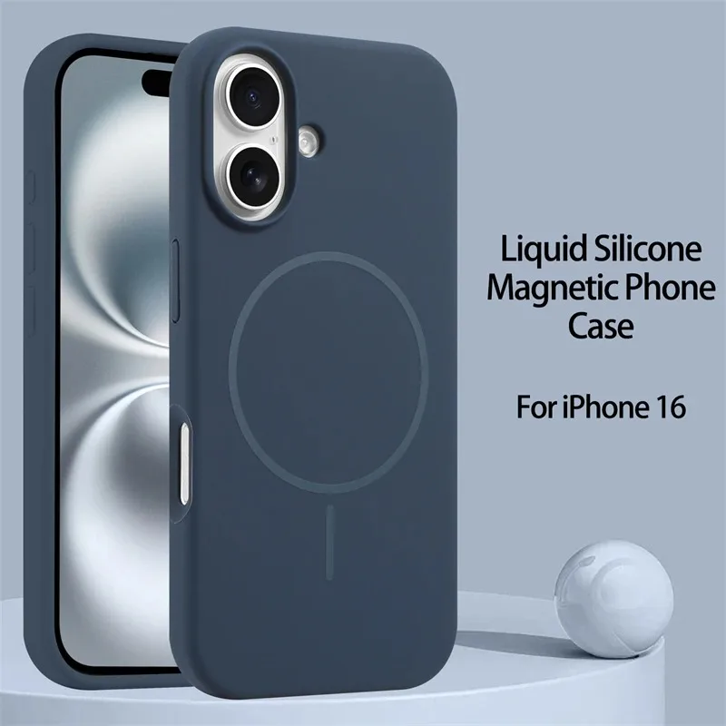 Enhanced Liquid Silicone Magnetic Case with Wireless Charging Support, Slim Soft Cover