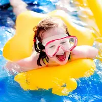 PC Glass Kids Swim Goggles PVC Strap Anti Fog Child Diving Mask Wide View with Nose Cover Pool Swim Eyewear 3-8Year Olds 2
