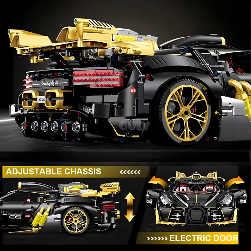 Guly 10631 Technical Matte Black MOC Super Sprots Car Model