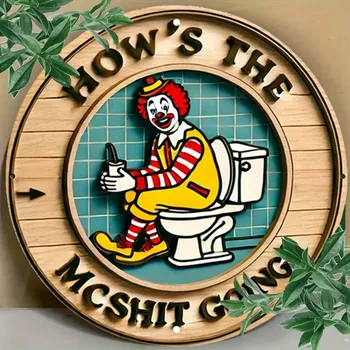 Vintage Clown Metal Sign 7.8 1