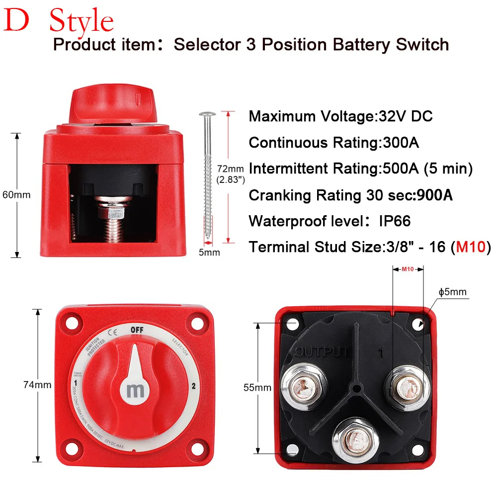 Da Bateria 12V Seletor Isolador Marinho Desconectar