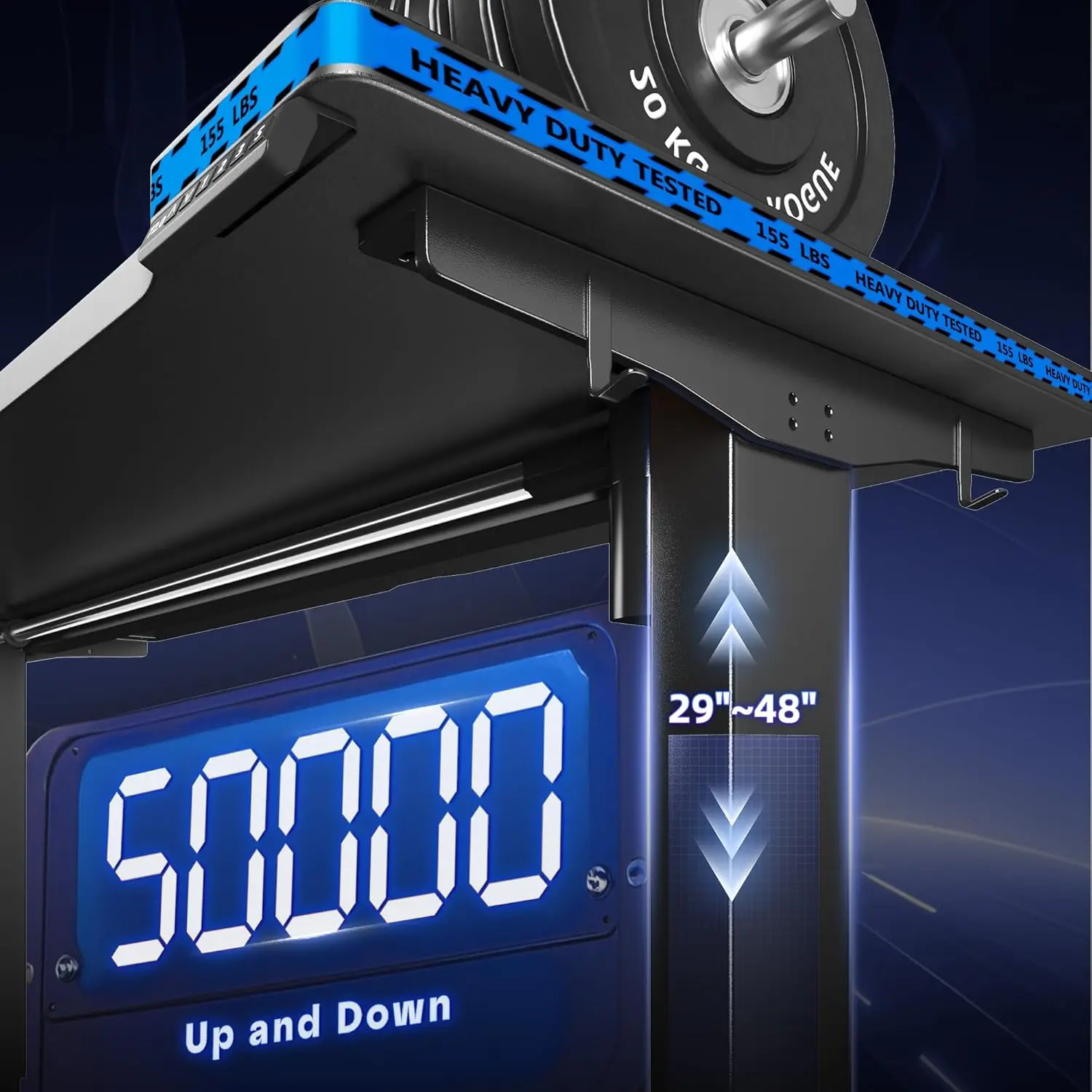 Electric Gaming Standing Desk with LED Lights,48 x 24 Inch Height Adjustable Computer Desk with 3 Memory Preset