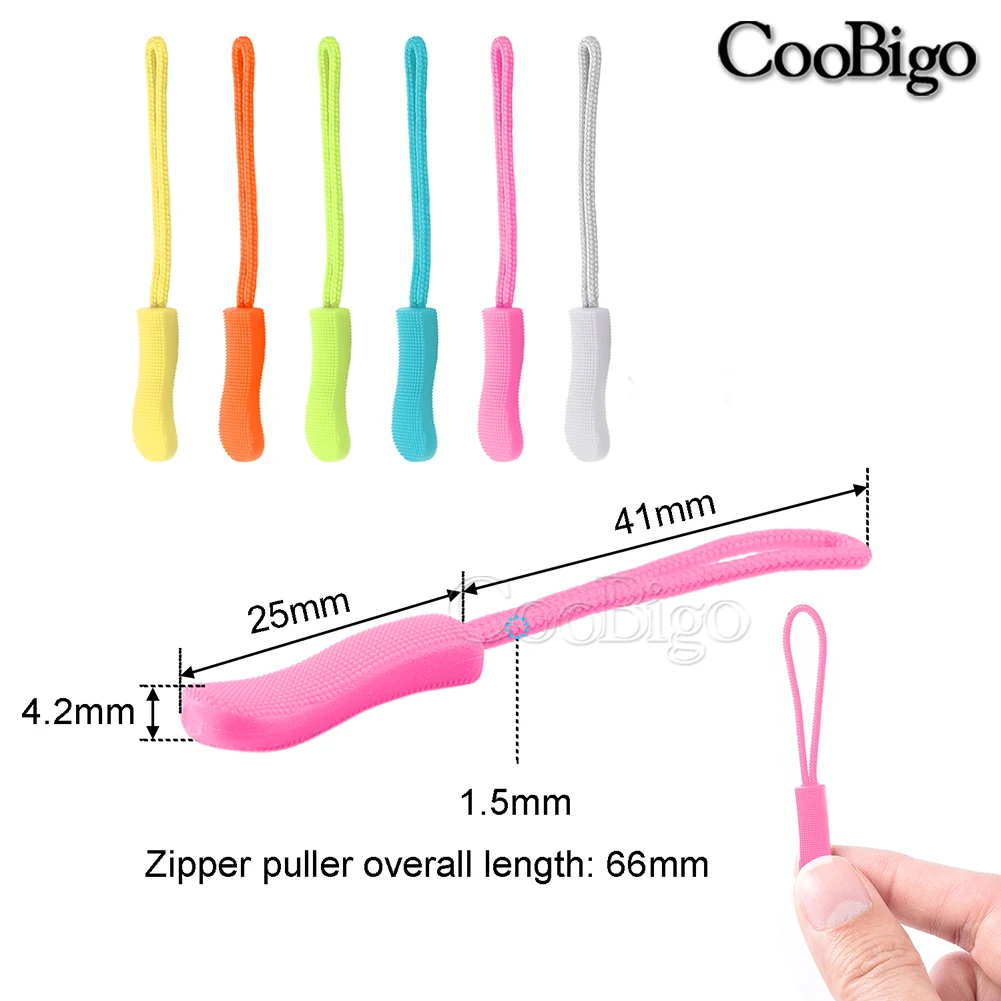 50pcs Slider Zipper Pull Handle Zip Puller Cord Fasteners Closures Strap for Wallet Bag Sewing and Haberdashery Accessories