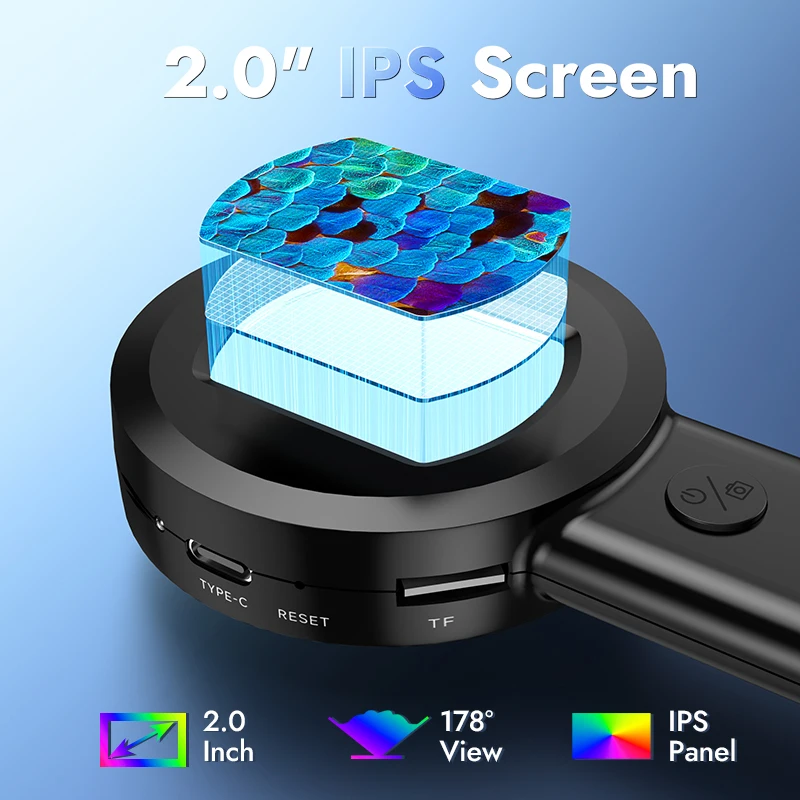 Digital Microscope 2&lsquo;&rsquo; 100X Zoom Magnifying Glass with Light Coin Magnifier 2 Color Light Mode Windows/Mac Compatible