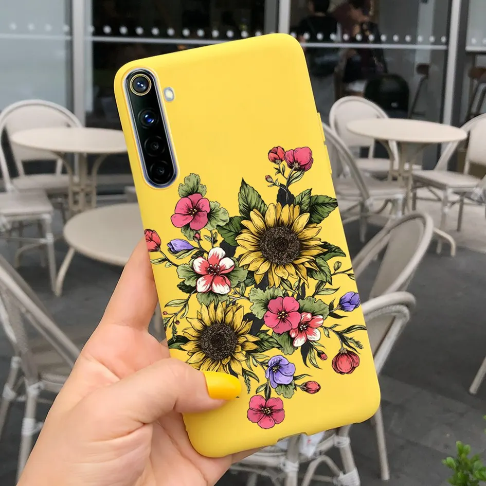 mobile pouch waterproof For Realme 6 6 Pro Case Cute Milk Cow Flower Patterns Soft Back Cover For OPPO Realme 6 6S 6Pro RMX2061 Coque Funda Realme6 Capa iphone waterproof bag Cases & Covers