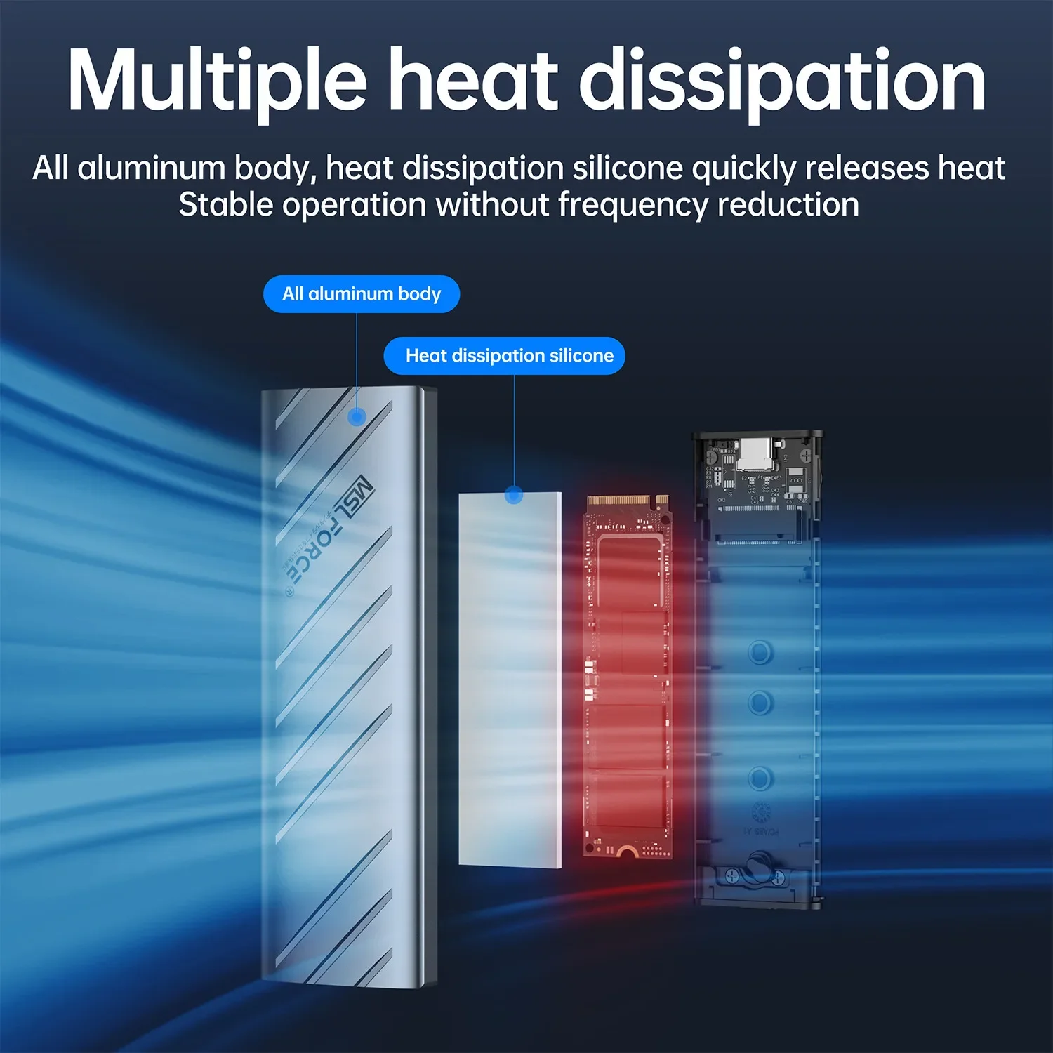 External hard docking station housing for m 2 nvme ssd external hard case Aluminum Alloy 2280 2242 2230 2260 enclosure usb sata