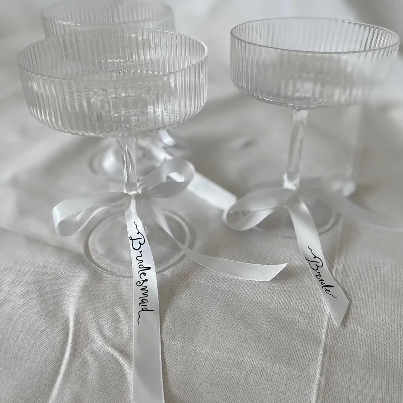Brautjungfer Braut Schleife Hochzeit Getränk Tag Brautparty Junggesellenabschied Champagner Glas Band Dekoration Lieferungen Braut als Geschenk