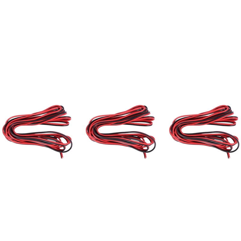 ABJV 3X 20 Gauge Per 3 Meter Red Black Zip Wire Awg Cable Power Ground Stranded Copper Car