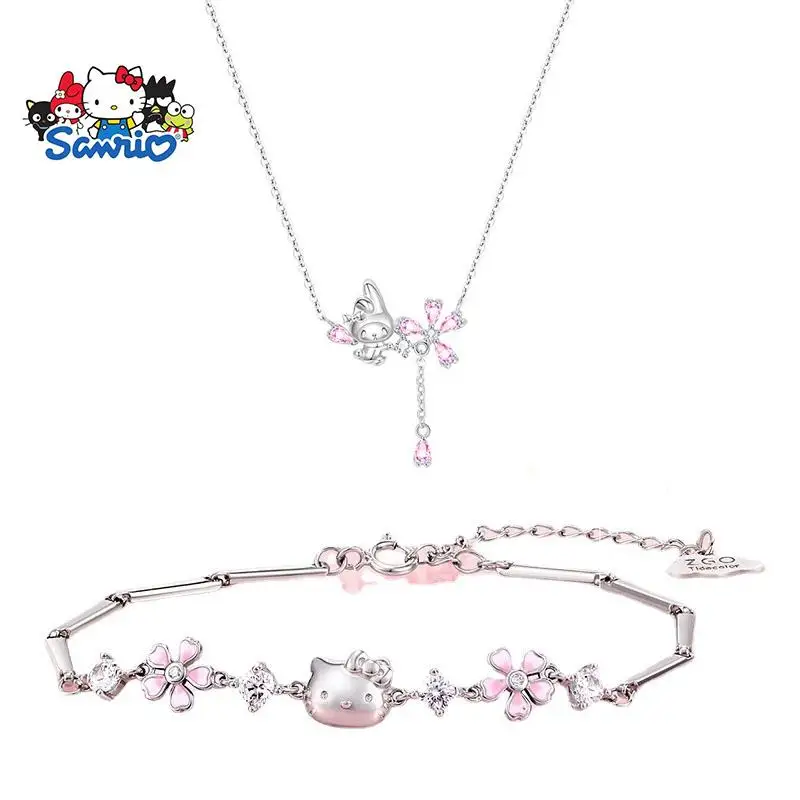 Sanrio Cinnamoroll Necklace Anime My Melody Kuromi Pompom Purin