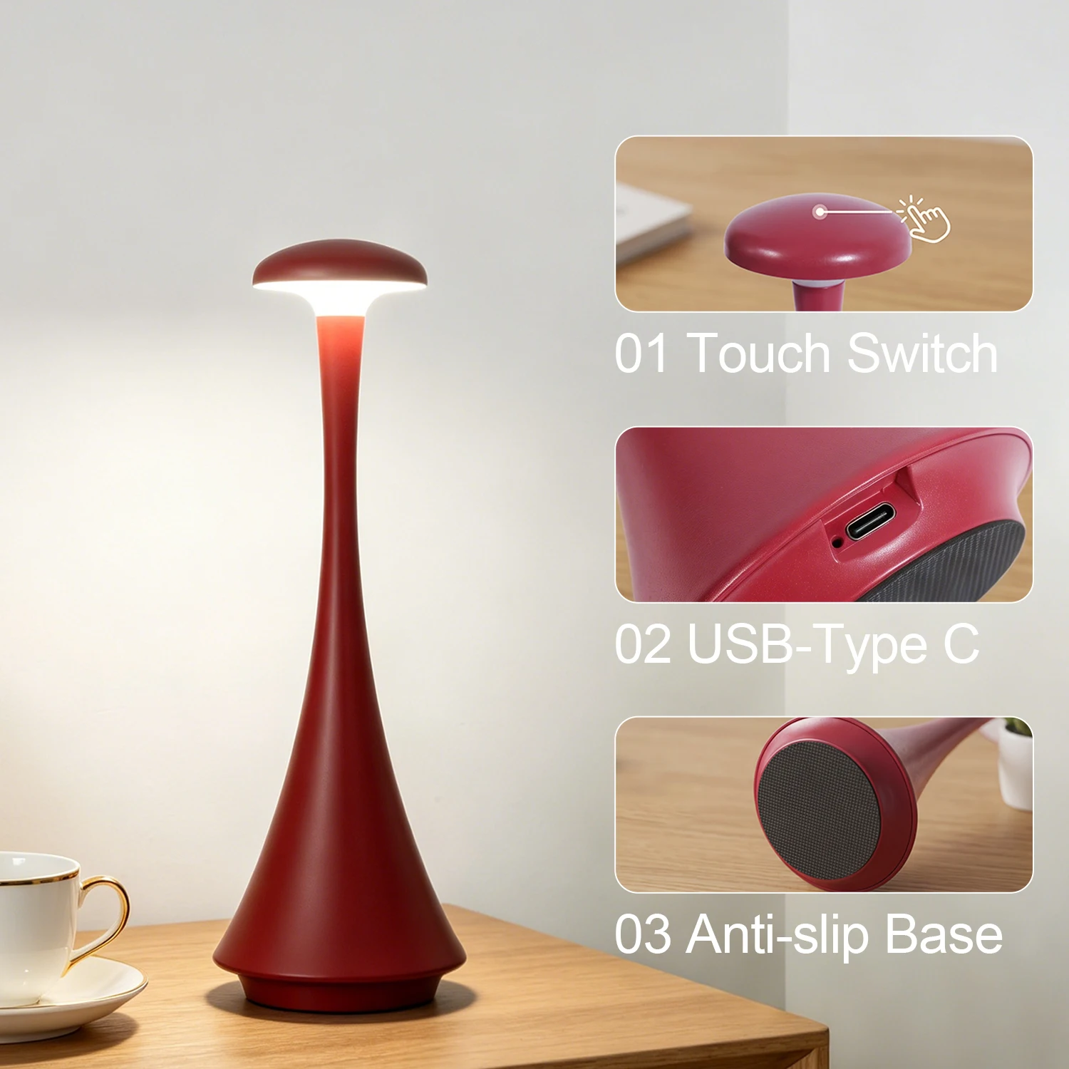 Rechargeable Mushroom Table Lamp 4