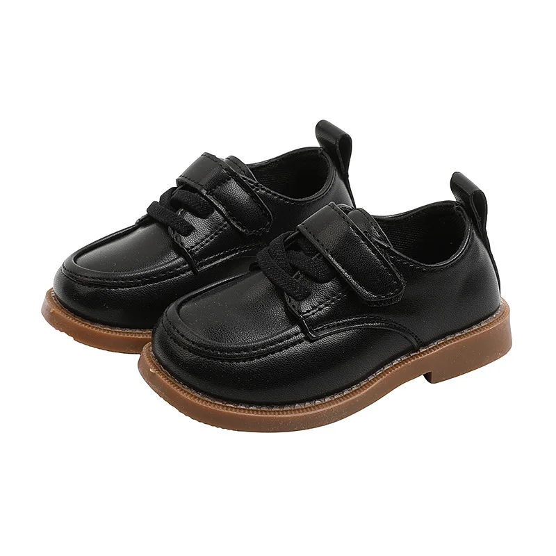 Fashion Kids Leather Shoe Solid Color Black Shoes for Boys Spring Autumn Causal Children's Versatile Girls School Flat Shoes