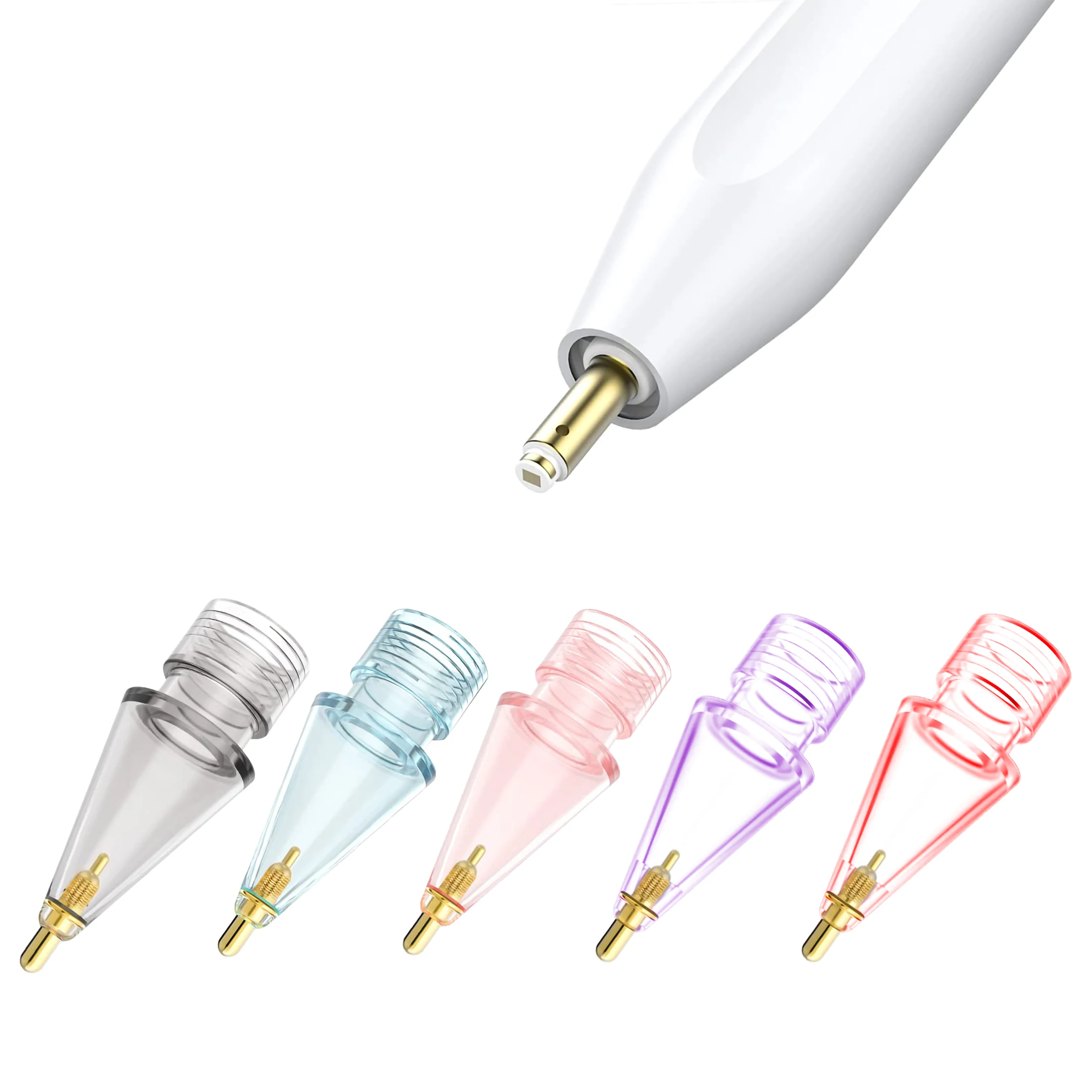Pack of 5 Clear Fine Point Wear-Resistant Metal Pencil Tips
