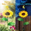 1pcs, Sunflower Solar Lamp, 3 LED Sunflower Yellow Flower Lamp Decor,For the decoration of patios, lawn gardens 6
