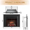 26” Electric Fireplace Insert with Fire Crackling Sound Resin Log Glass Door Mesh Screen 750/1500W Heater Adjustable Thermostat 3