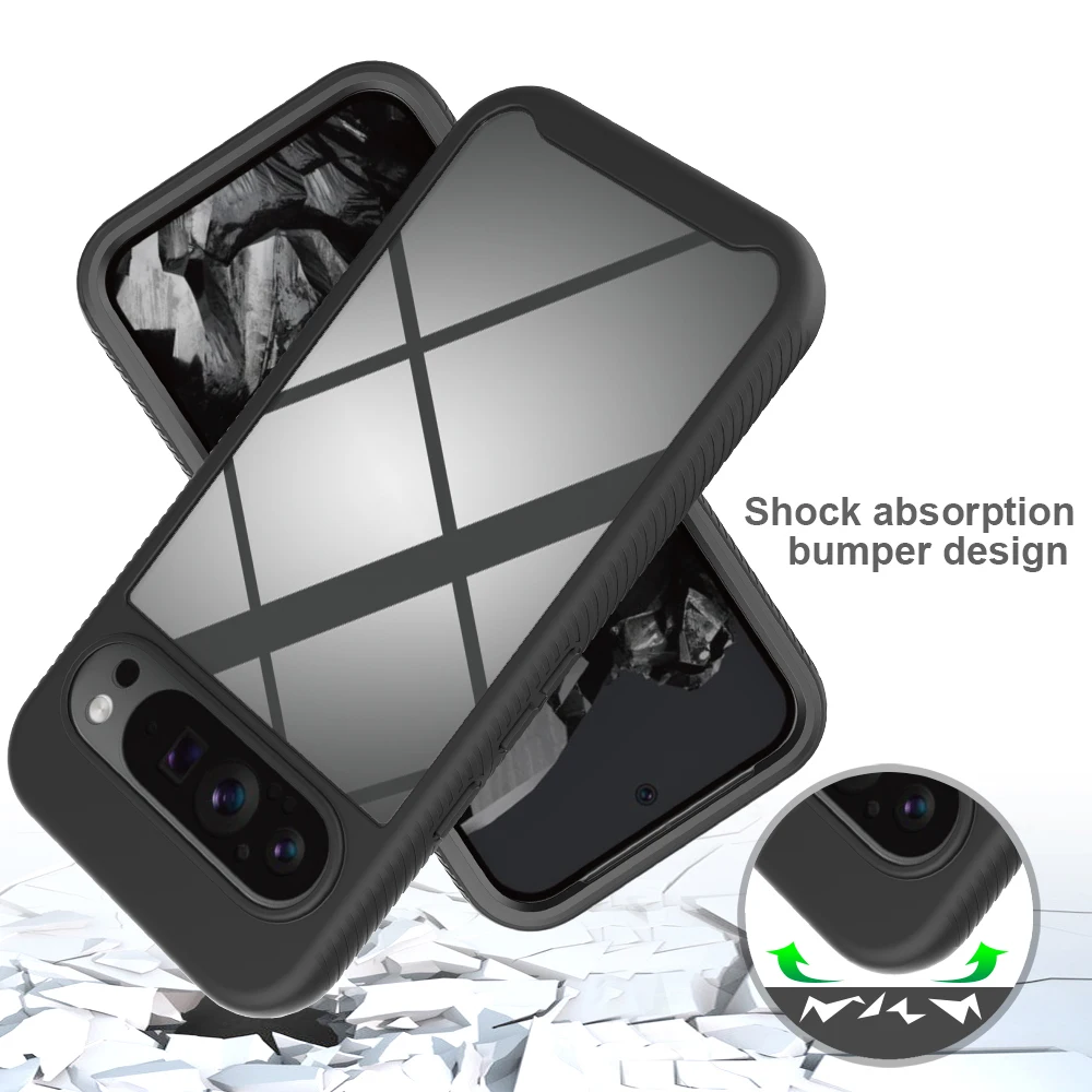 Pixel Pro XL Shockproof Rugged Clear Case with Built-in Screen Protector
